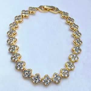 Bracelet 18K Gold Filled Good Quality Zircon Flower Will Not Tarnish 7.5"